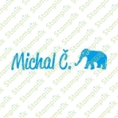Transparentní razítko Michal Č. a slon